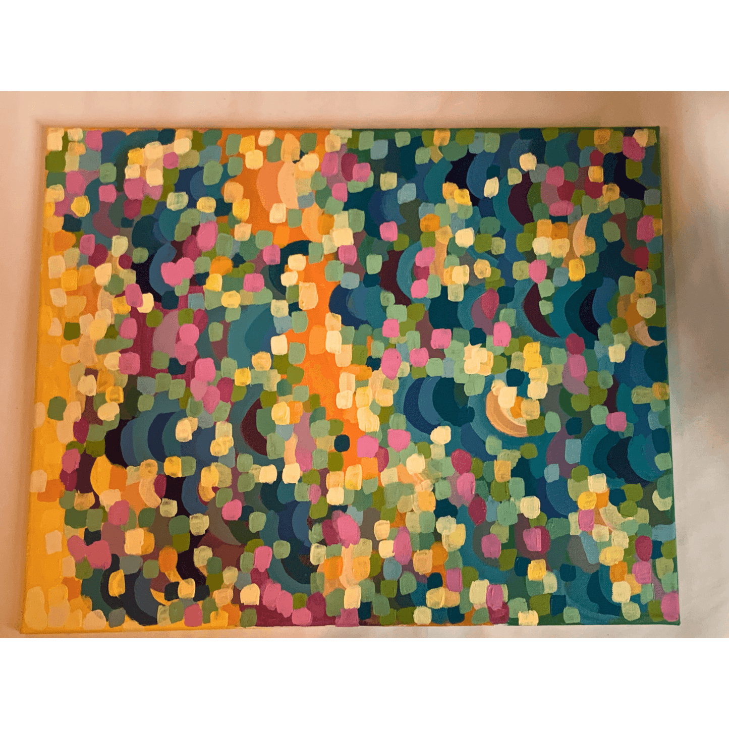 SHINY HAPPY PEOPLE Abstract Acrylic Painting on 16x20x0.5 inch canvas