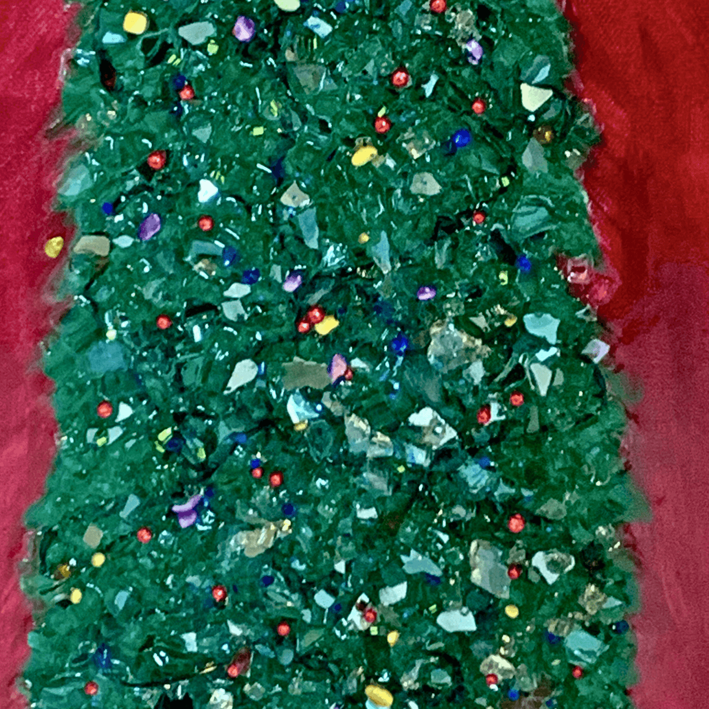 RED & GREEN TRADITIONAL CHRISTMAS TREE Mixed Media Modern Art