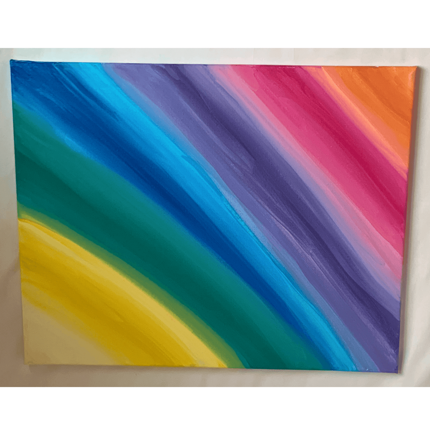 RAINBOW BRIGHT Acrylic Art Abstract 16x20 inch Canvas