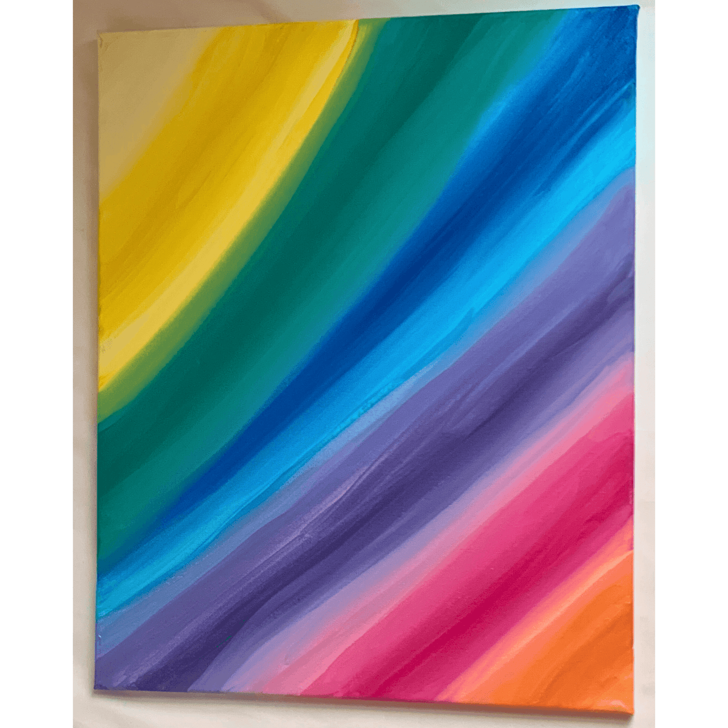 RAINBOW BRIGHT Acrylic Art Abstract 16x20 inch Canvas