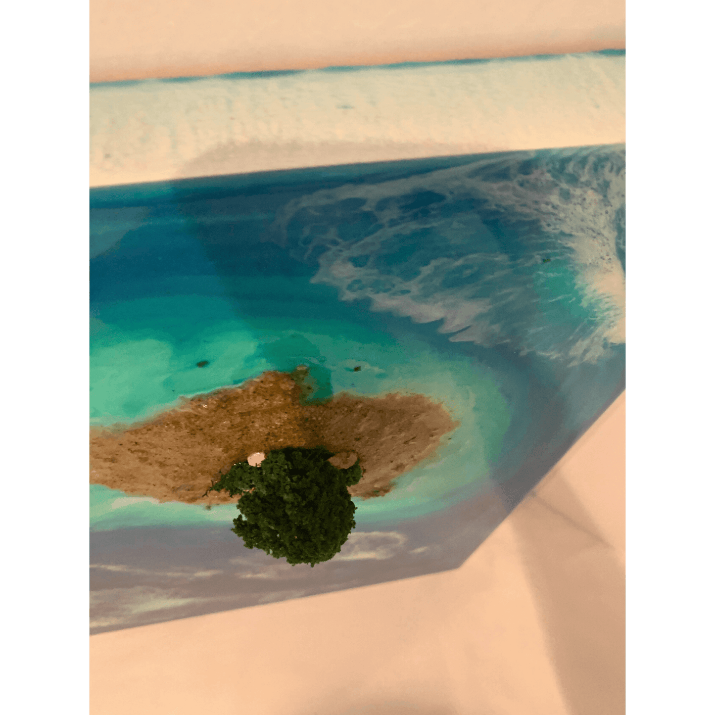 "PRIVATE ISLAND" Modern Resin Art Beach Scene with Island Paradise