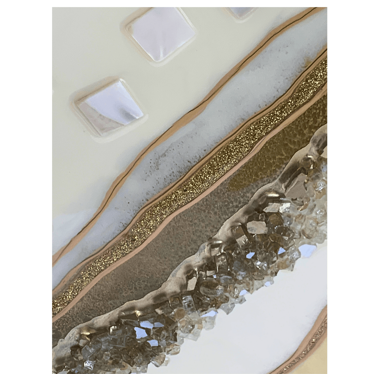 "SOOTHING CALM" Modern Resin & Crystal Art with Natural Colors & Real Crystals