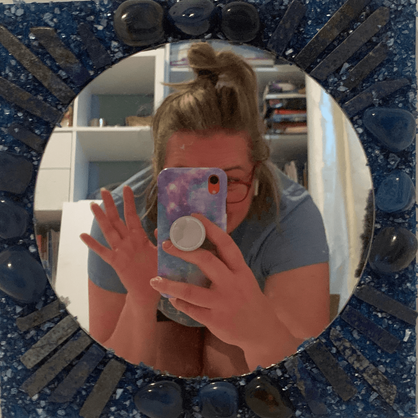 "I AM CONFIDENT" Lapiz Lazuli Crystal Mirror Navy Blue Color
