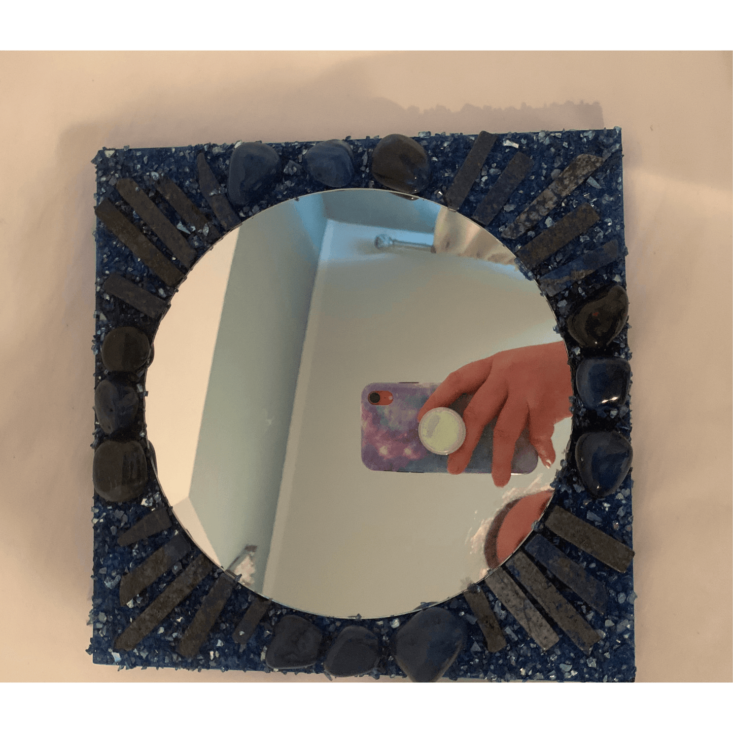 "I AM CONFIDENT" Lapiz Lazuli Crystal Mirror Navy Blue Color