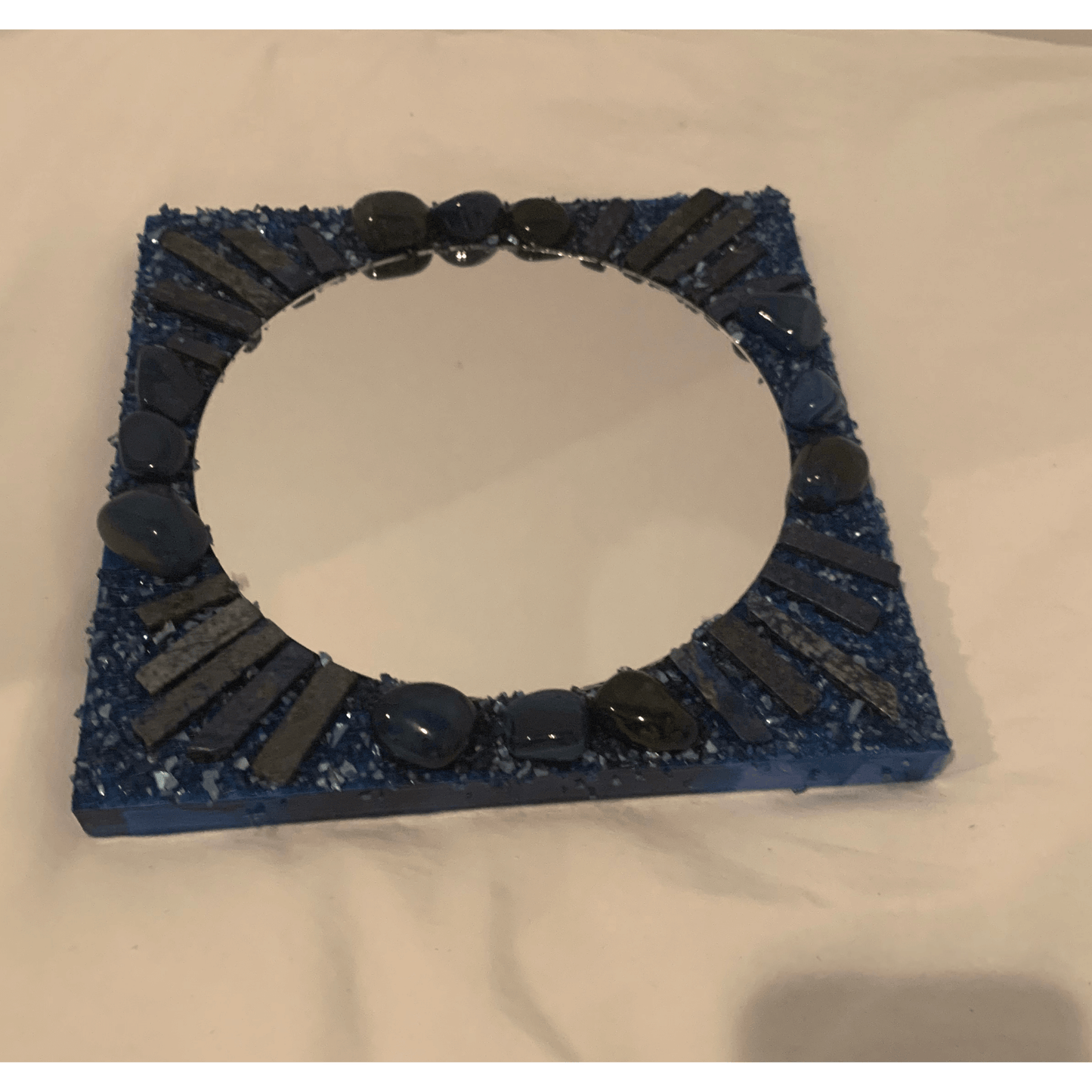 "I AM CONFIDENT" Lapiz Lazuli Crystal Mirror Navy Blue Color