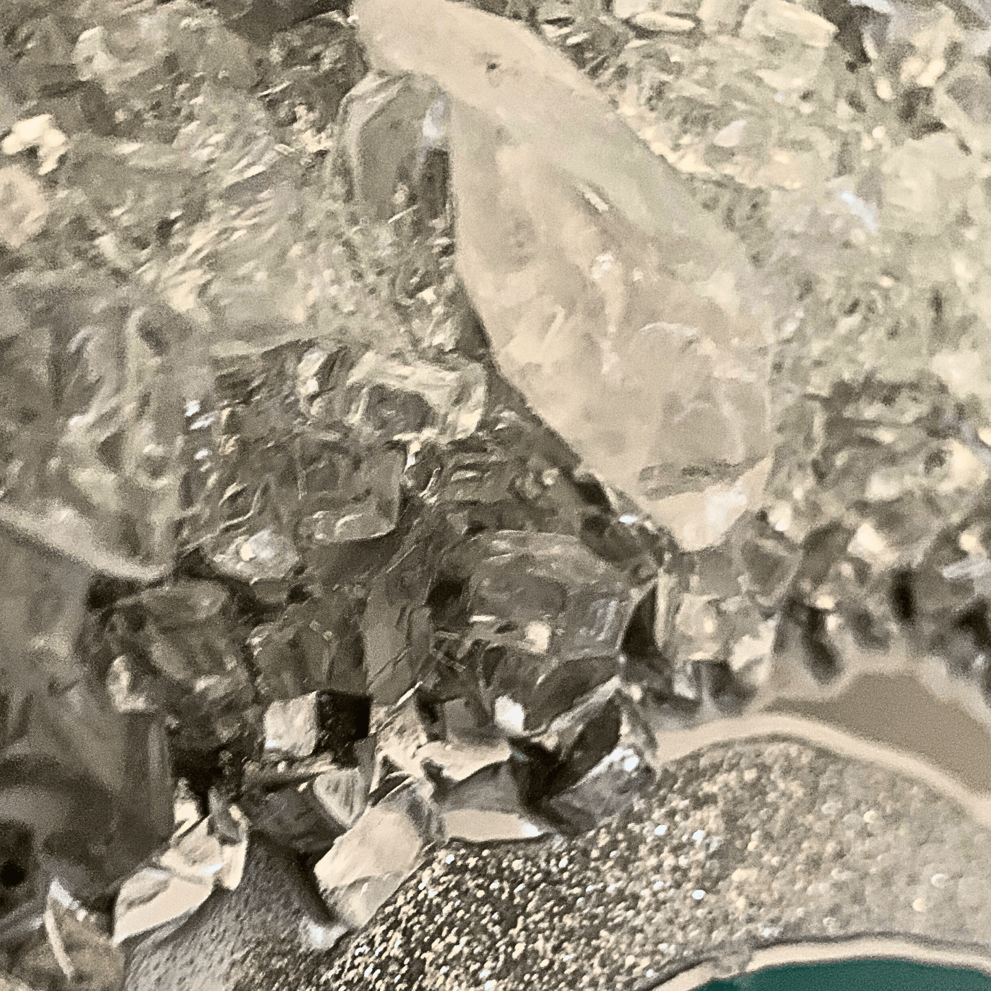 Silver Emerald Green Geode Resin Art with Real Crystal Quartz