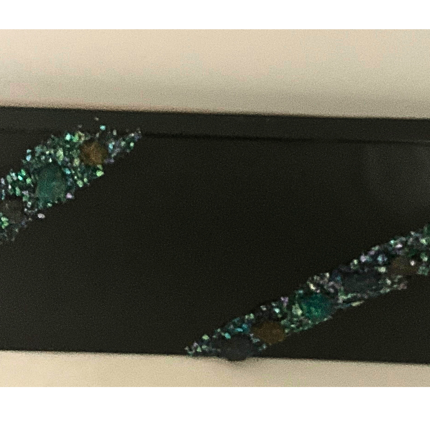 "I AM HEALING" Black Resin Art Piece with Chalcopyrite Crystals & Abalone Shells