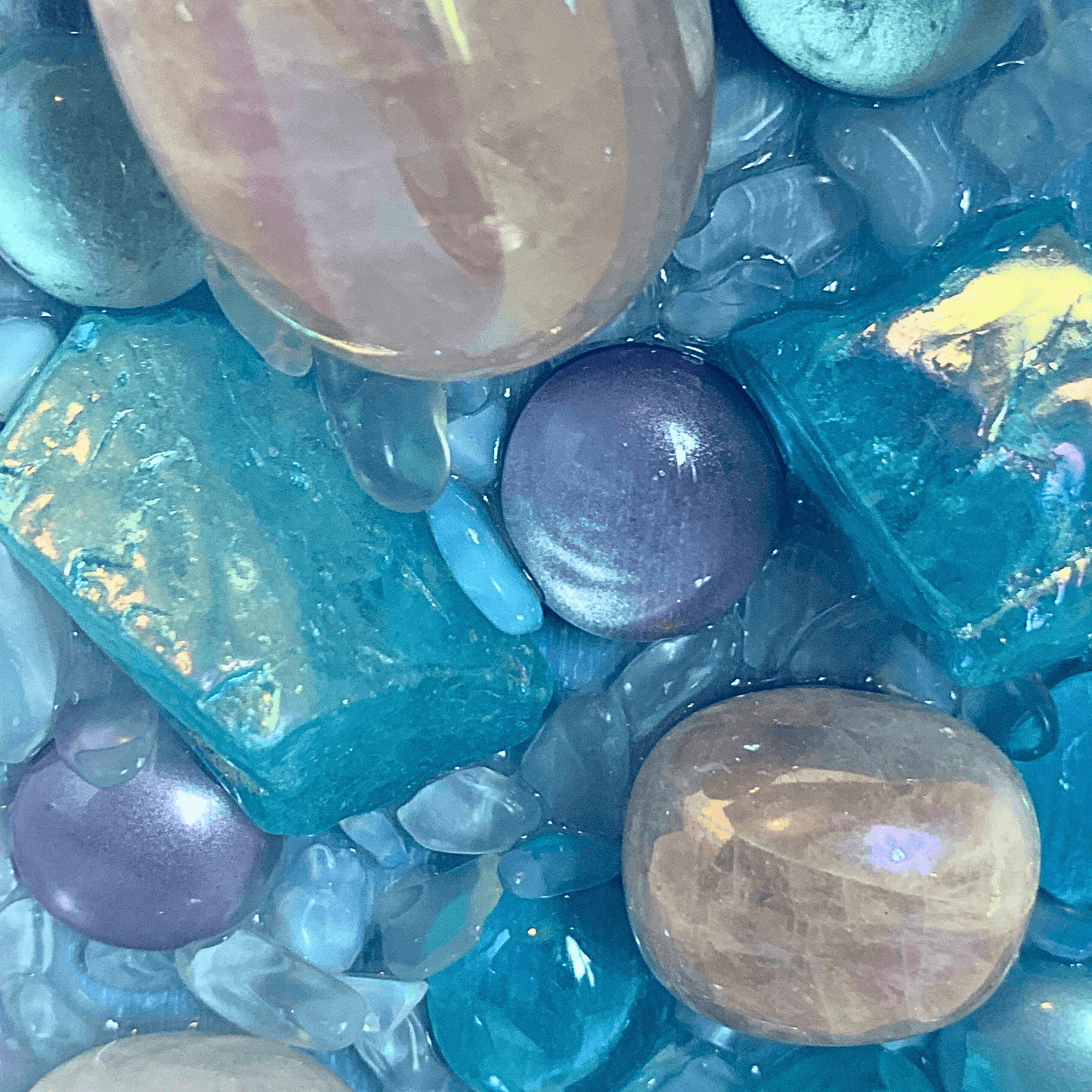 Raise the Vibe with this Aura Quartz Opal Stone Unique Modern Resin & Crystal Art