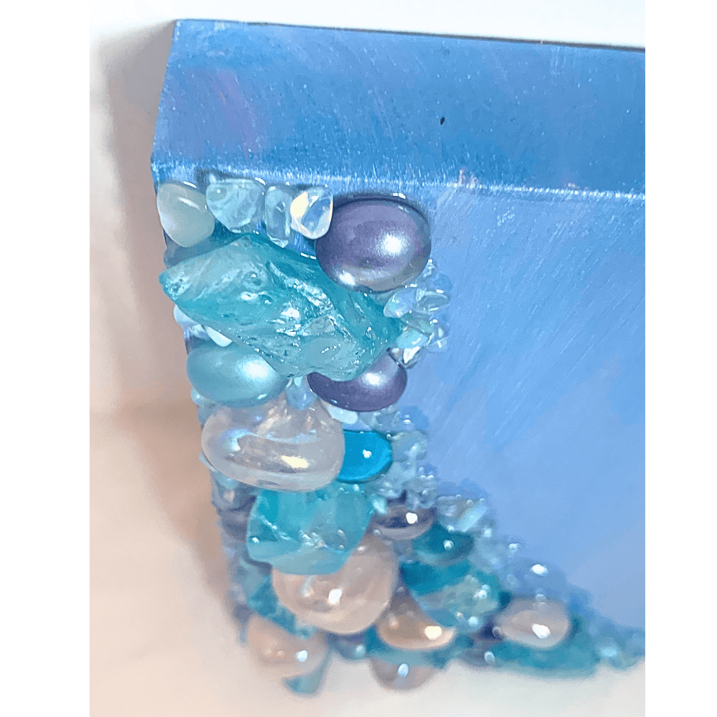 Raise the Vibe with this Aura Quartz Opal Stone Unique Modern Resin & Crystal Art