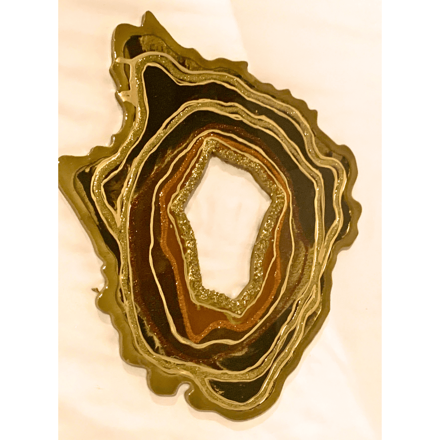 BRONZE GOLD BLACK & BROWN GEODE Modern Resin Art