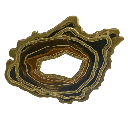 BRONZE GOLD BLACK & BROWN GEODE Modern Resin Art