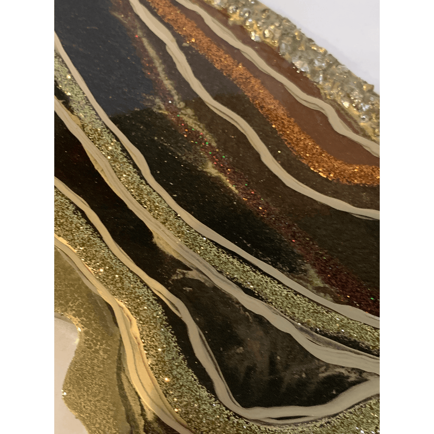 BRONZE GOLD BLACK & BROWN GEODE Modern Resin Art