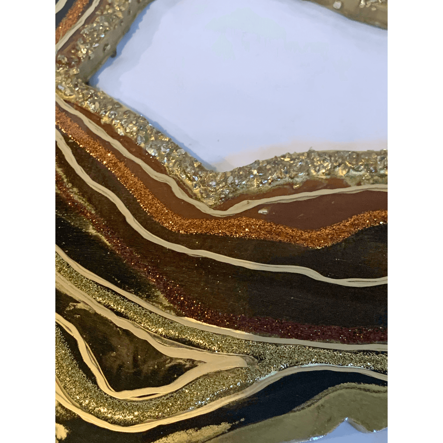 BRONZE GOLD BLACK & BROWN GEODE Modern Resin Art