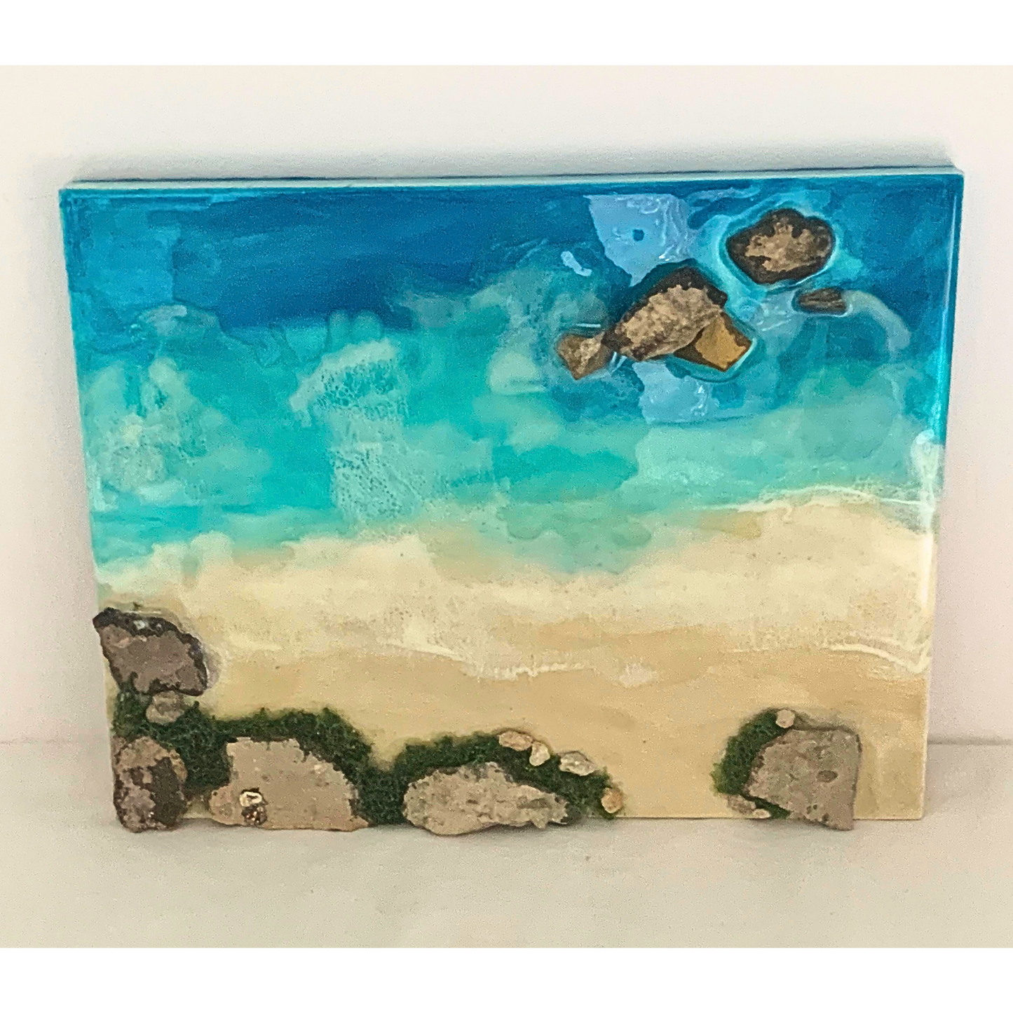 "AT THE BEACH" Modern Resin Ocean Art