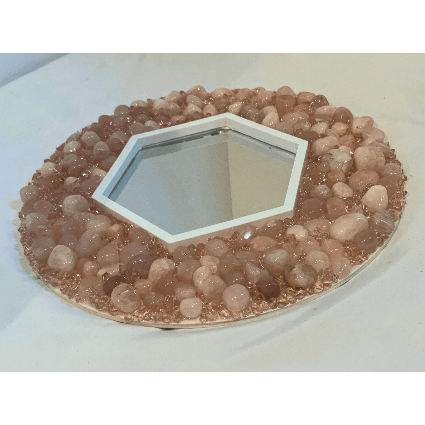 I AM LOVED Rose Quartz Crystal Mirror Modern Art