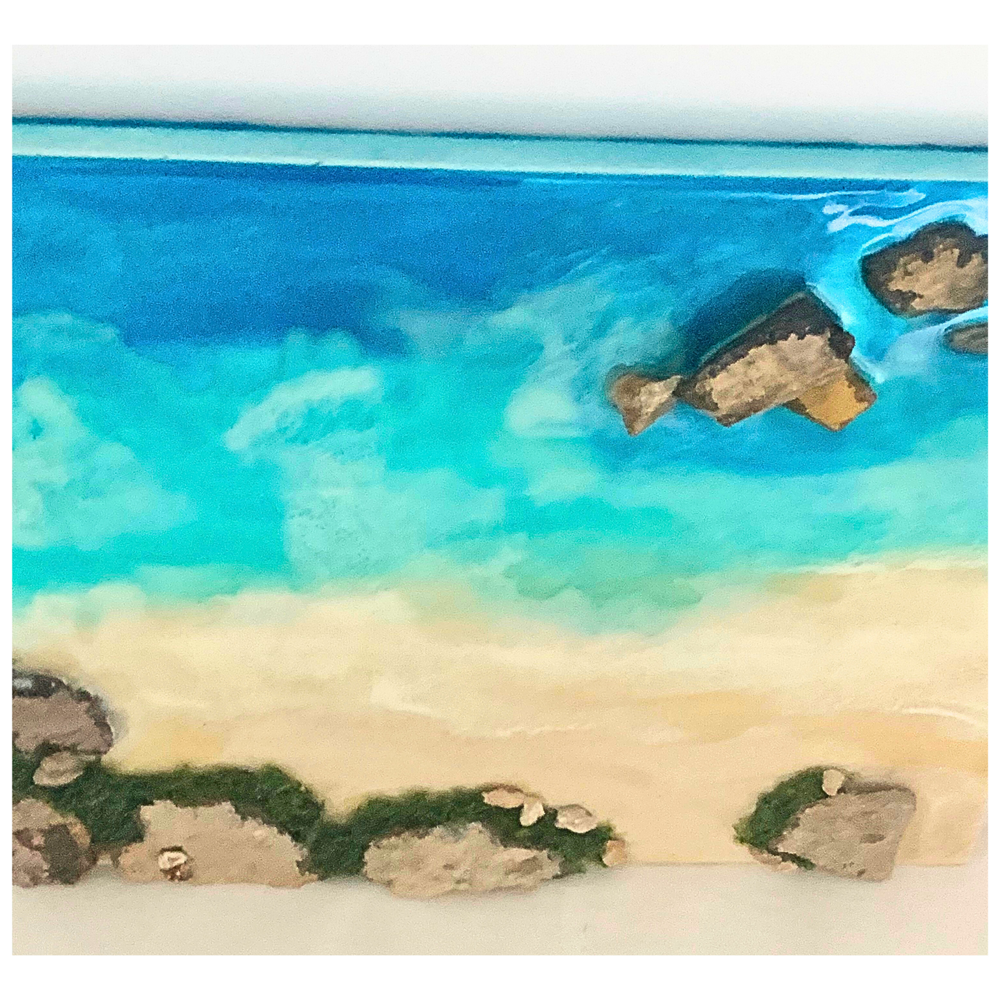 "AT THE BEACH" Modern Resin Ocean Art