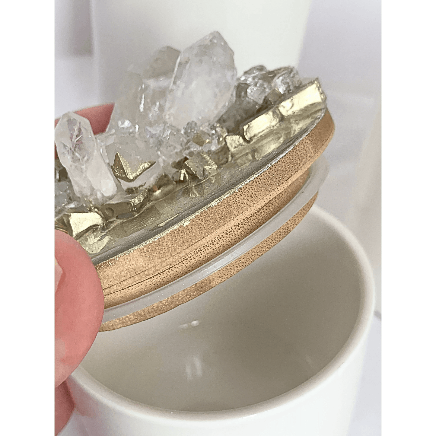 Crystal Geode Canisters with Real Crystal Quartz 3 pack