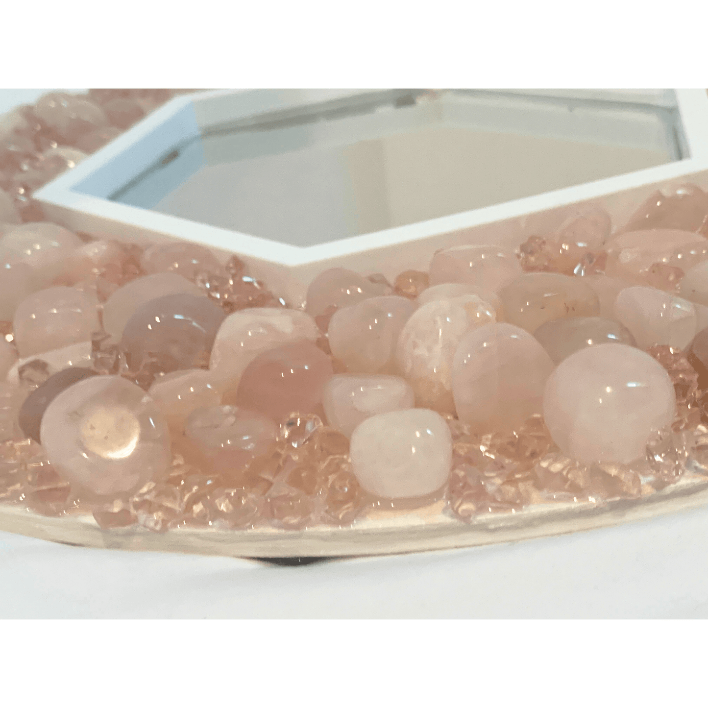 I AM LOVED Rose Quartz Crystal Mirror Modern Art