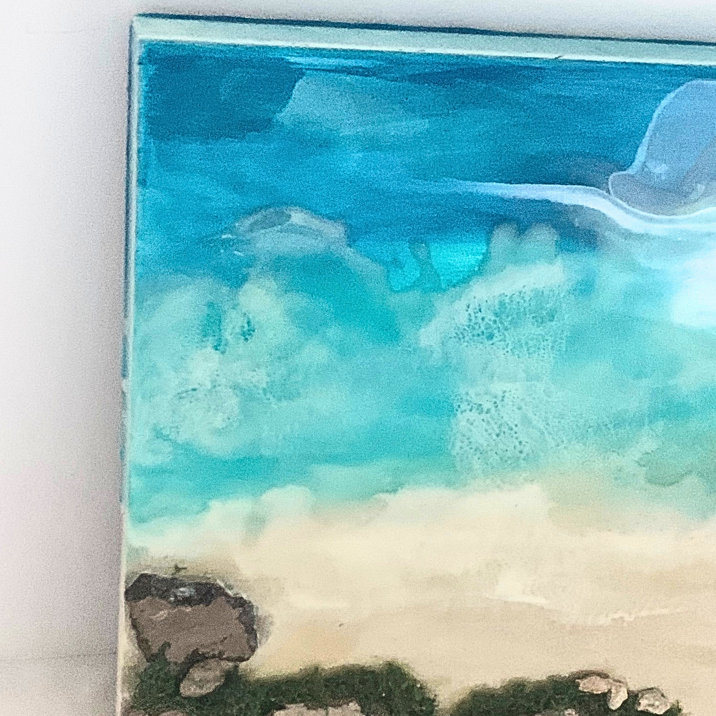 "AT THE BEACH" Modern Resin Ocean Art