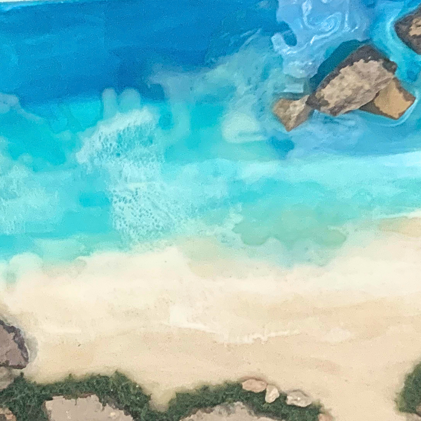 "AT THE BEACH" Modern Resin Ocean Art