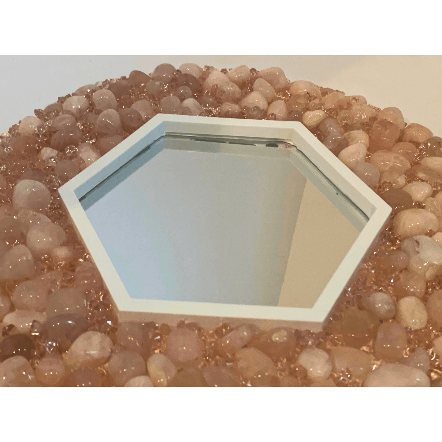 I AM LOVED Rose Quartz Crystal Mirror Modern Art