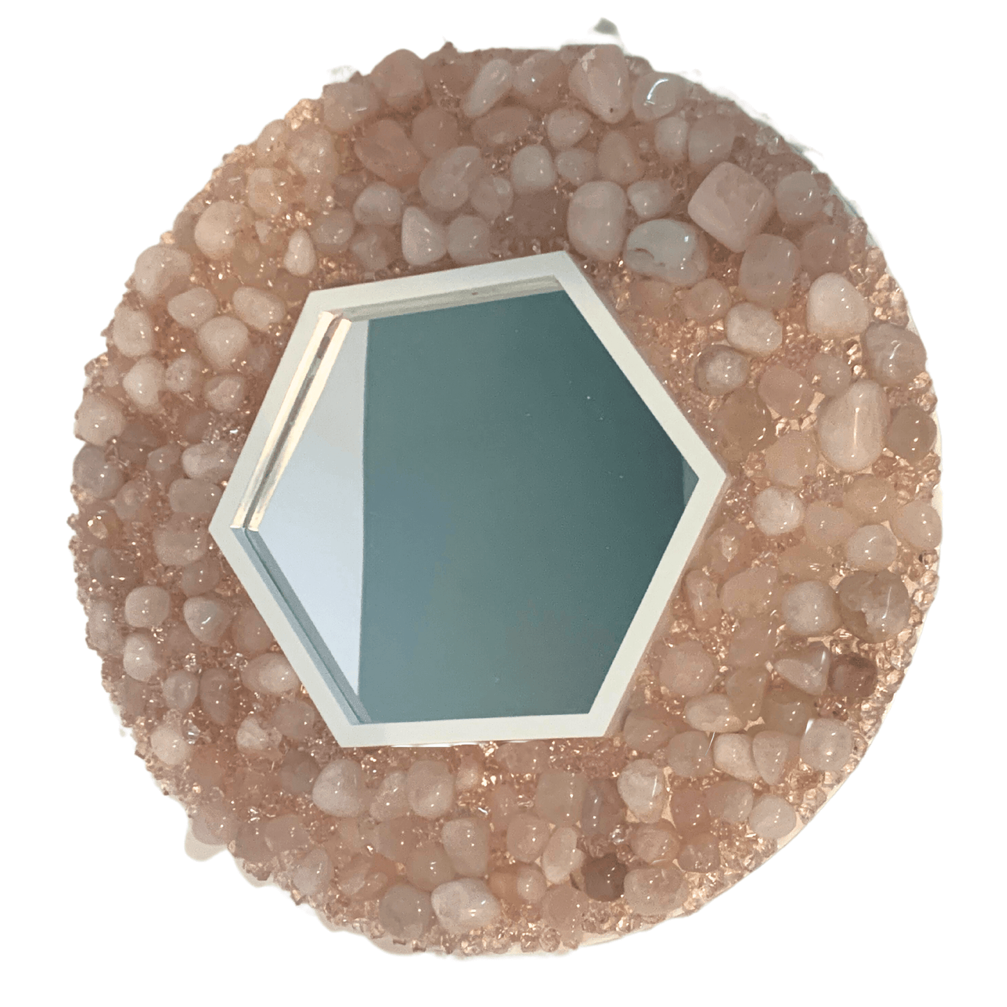 I AM LOVED Rose Quartz Crystal Mirror Modern Art
