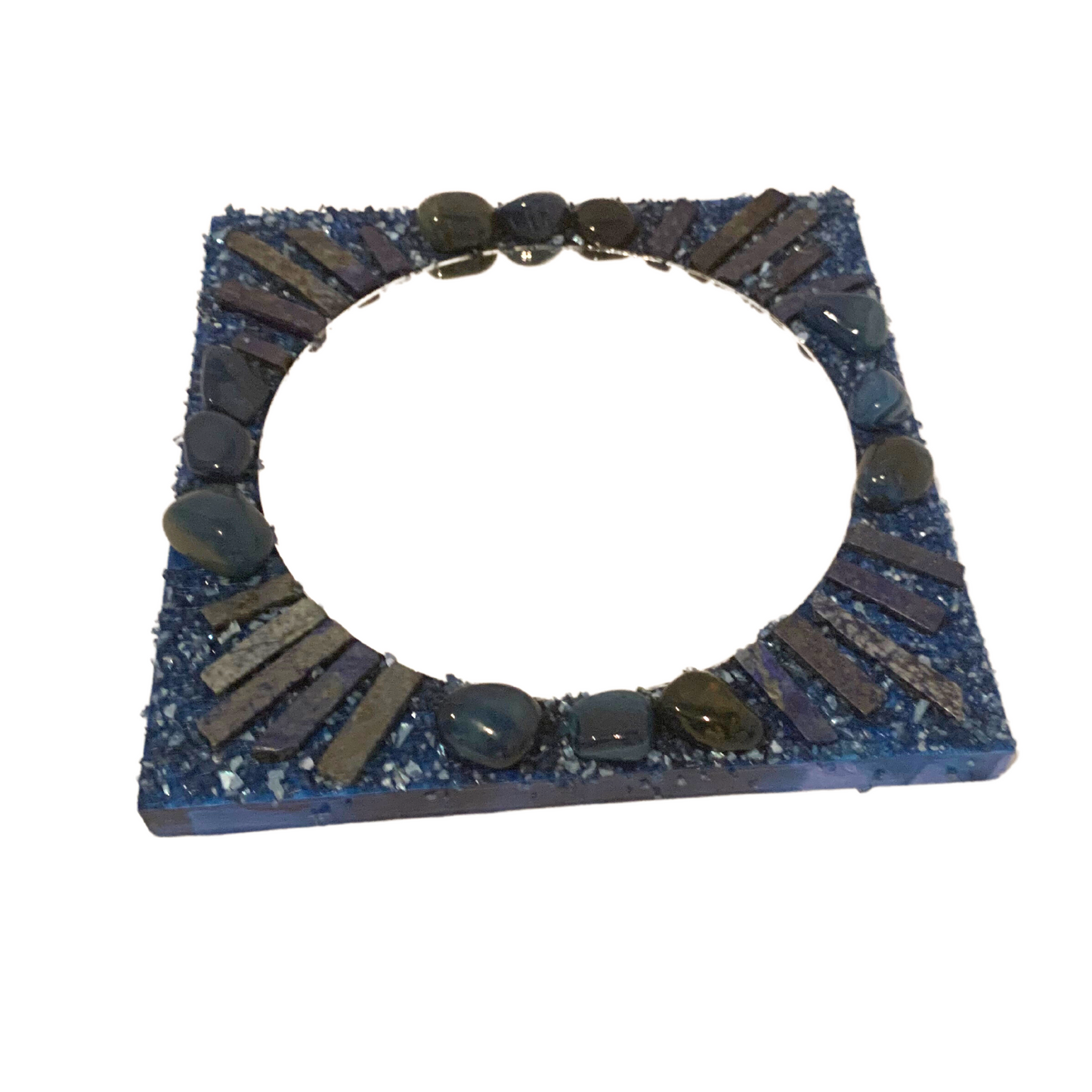 "I AM CONFIDENT" Lapiz Lazuli Crystal Mirror Navy Blue Color