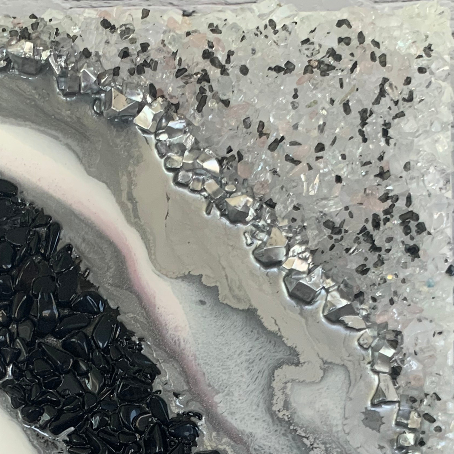 Rose Quartz, Black Obsidian & Shungite, Marbled Geode