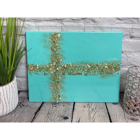 Teal & Gold Abstract Bling
