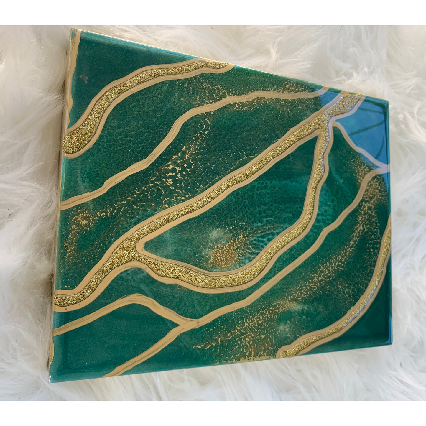 Envy- Gorgeous Green & Gold 9x12 inch Cradled Wood Panel