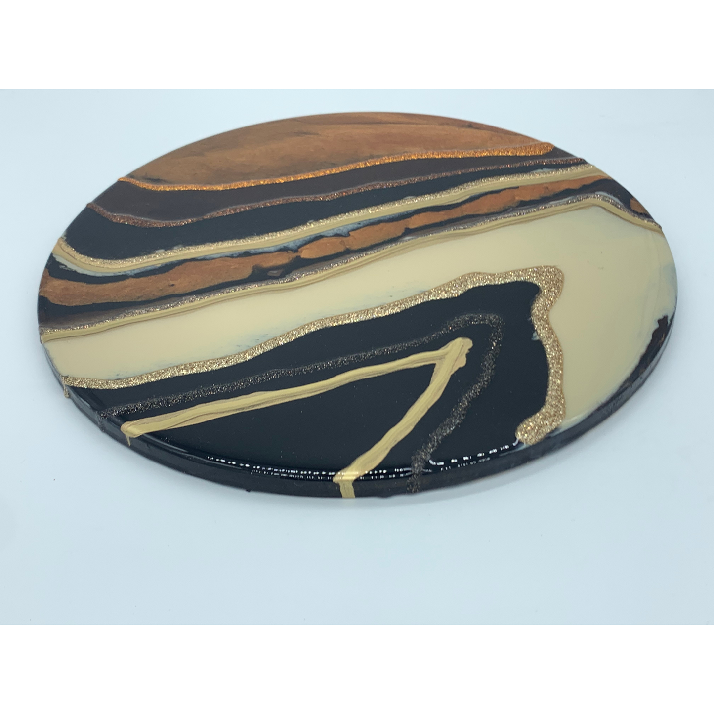 "Dark & Light Unite" 10 inch Circular Modern Wall Art or Functional Tray