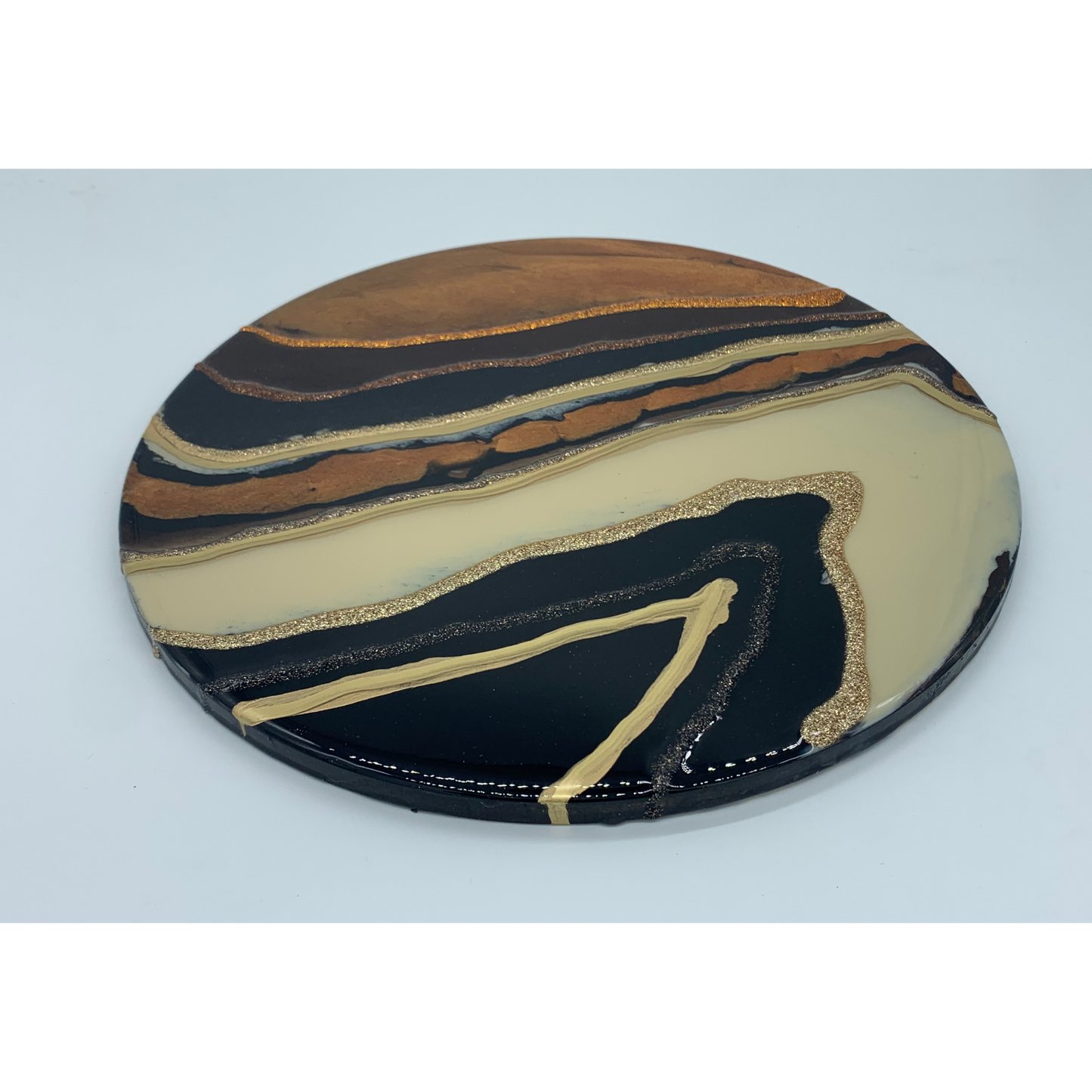 "Dark & Light Unite" 10 inch Circular Modern Wall Art or Functional Tray