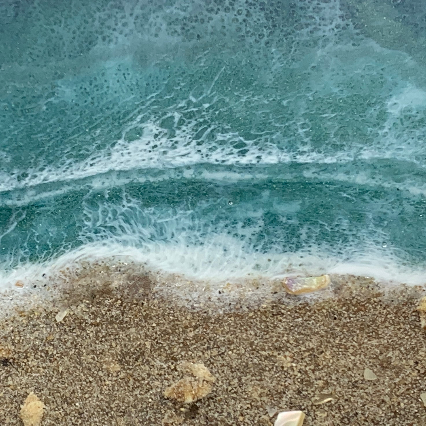 Beach Tray Modern Resin Functional Art Ocean with Raw Bark Edge