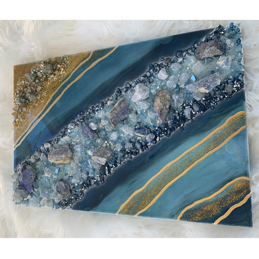 "Shades of Blue" Crystal Infused Modern Wall Art