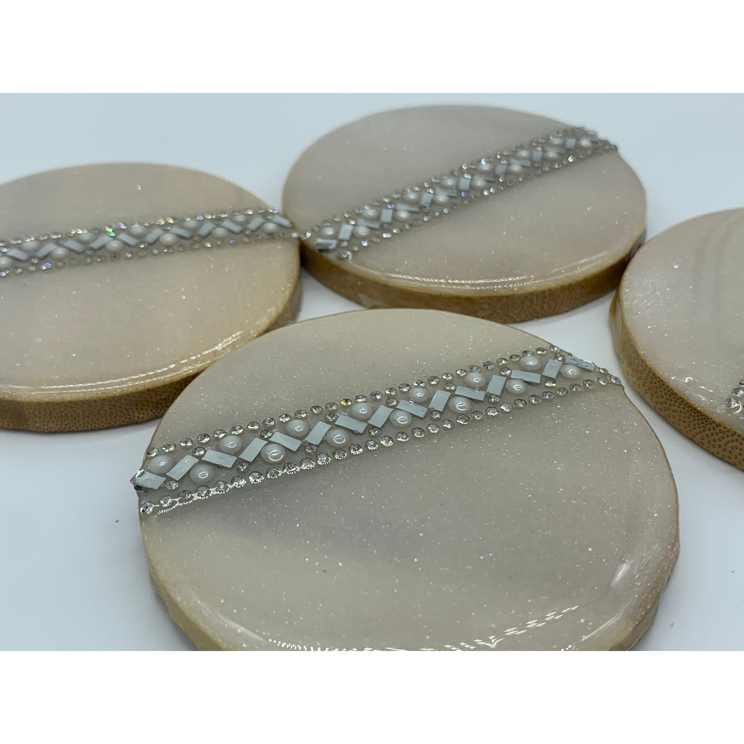 Pearl Coasters Set of 4 Resin Coasters 3 inches each