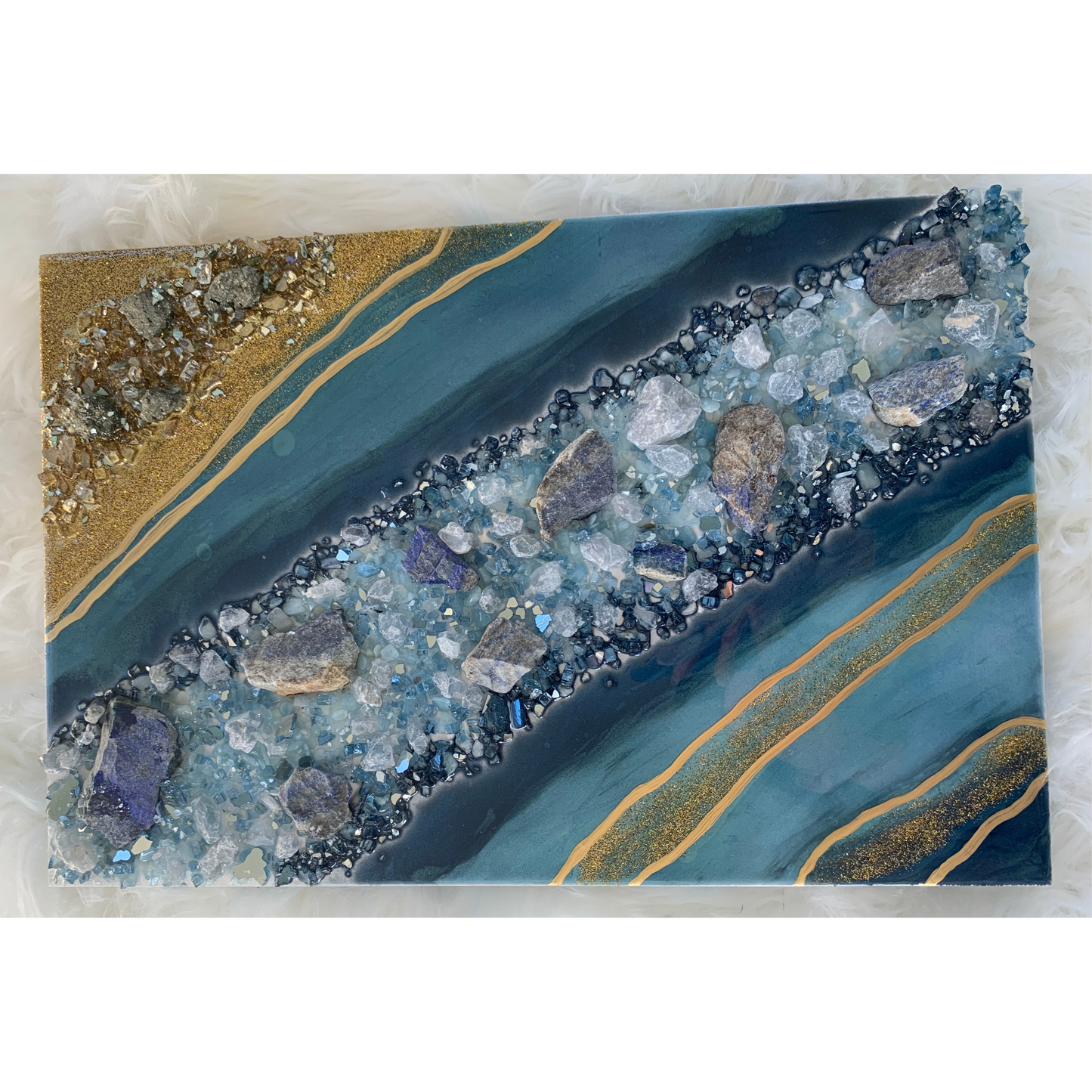 "Shades of Blue" Crystal Infused Modern Wall Art