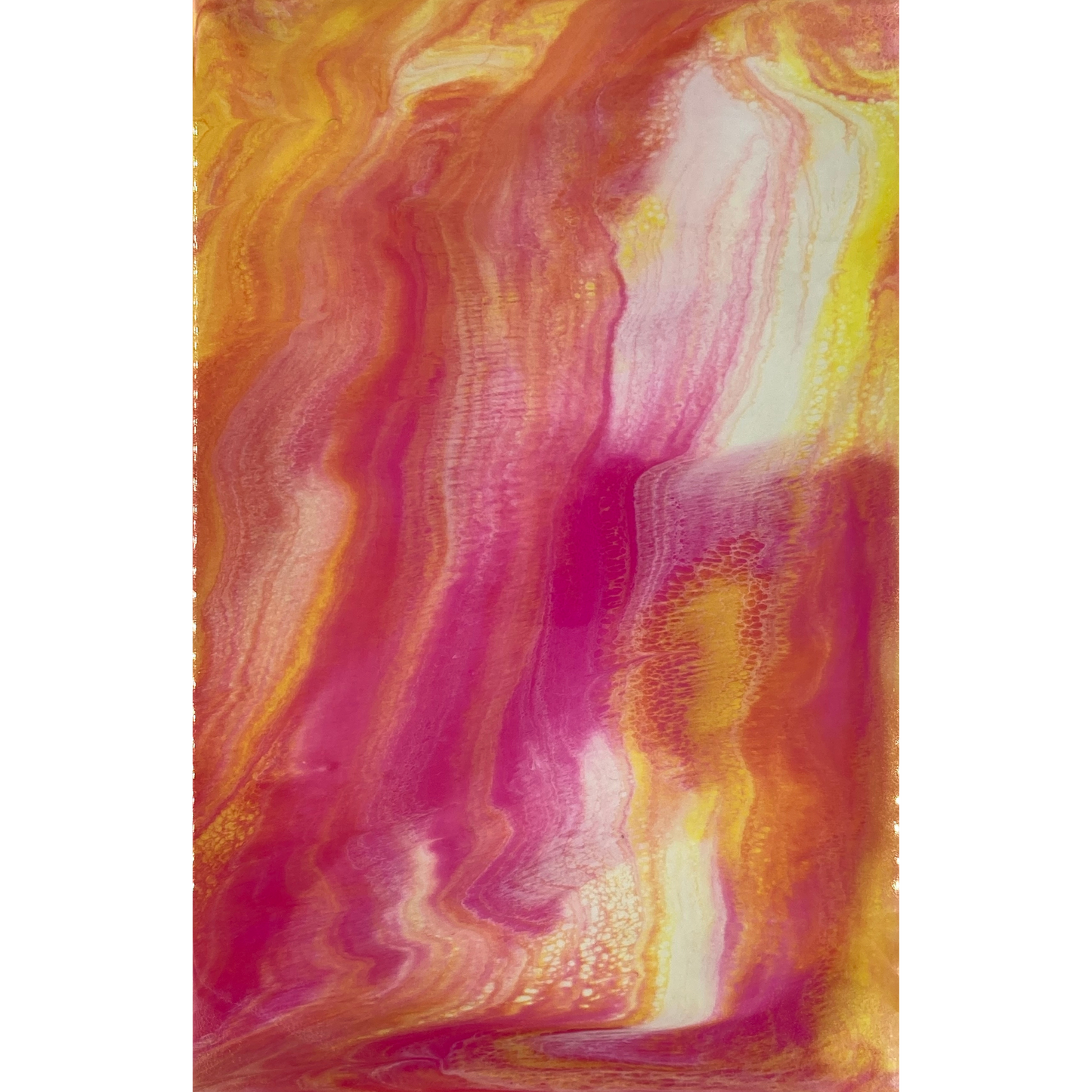 Abstract Bright Pink, Orange, White, & Yellow