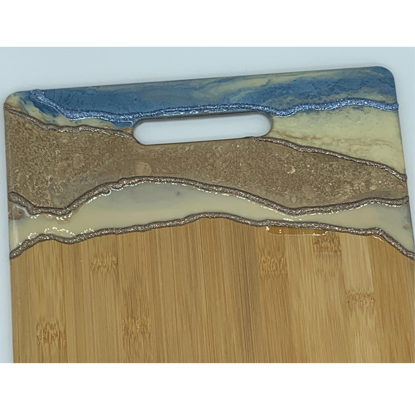 "Creamy Blue Hues" Modern Resin Charcuterie Cutting Board Functional Art