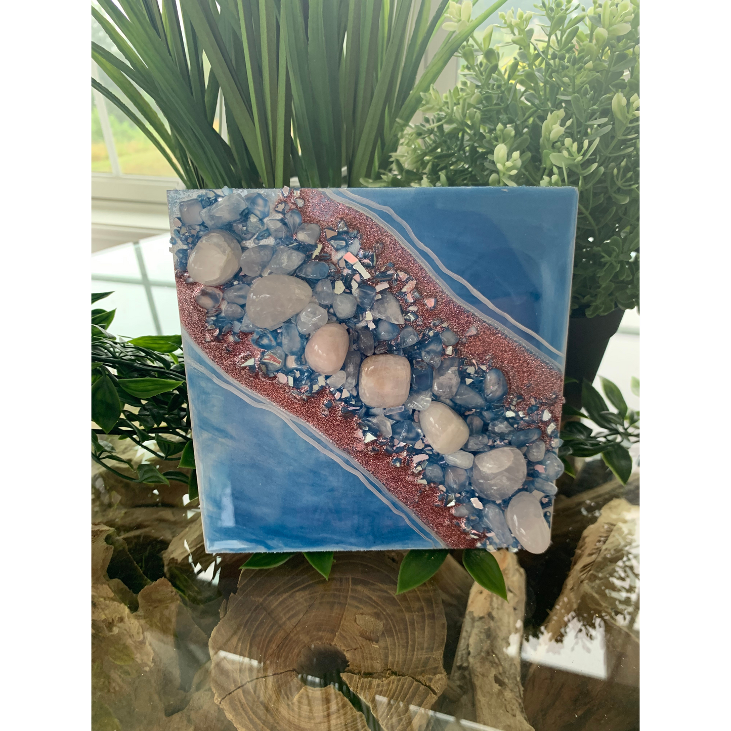 Mini Rose Quartz & Navy Blue