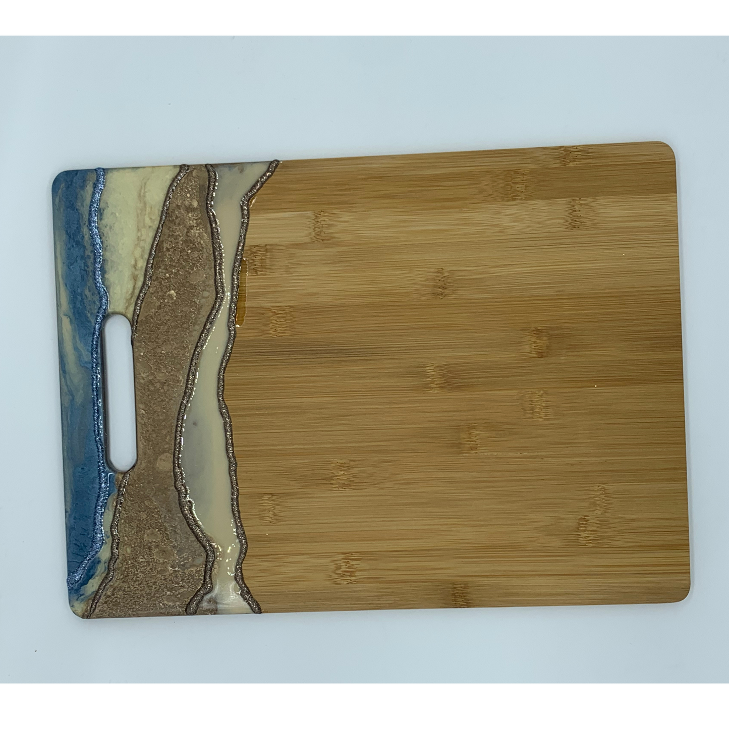 "Creamy Blue Hues" Modern Resin Charcuterie Cutting Board Functional Art