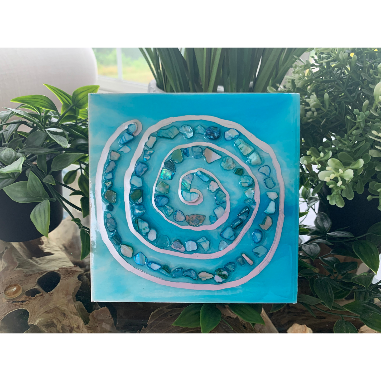 Mini Turquoise Abalone Shell Ring
