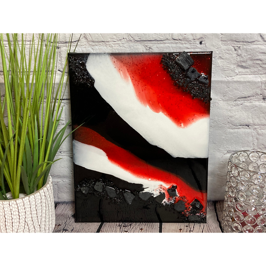 Black, Red & White Crystal Art
