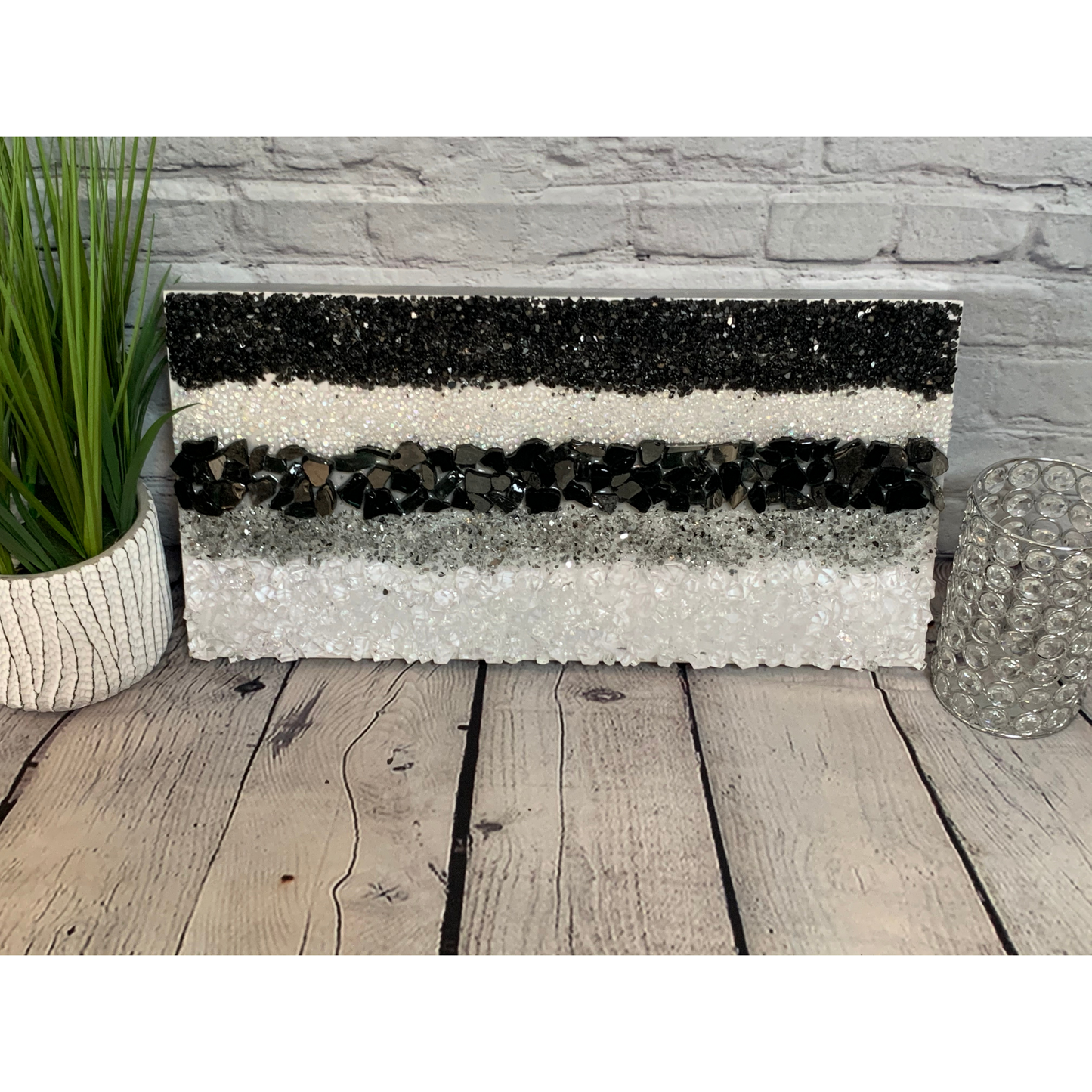 Black, White & Silver Crystal Art