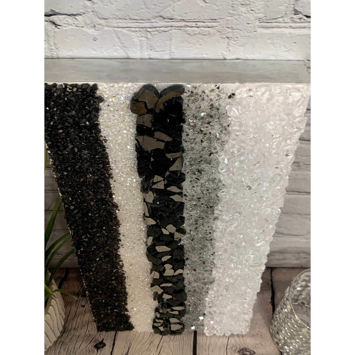 Black, White & Silver Crystal Art